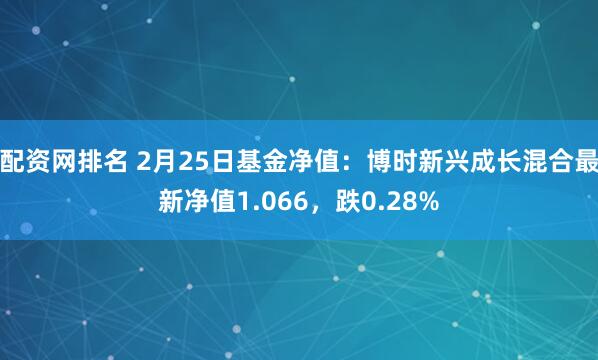 配资网排名 2月25日基金净值：博时新兴成长混合最新净值1.066，跌0.28%