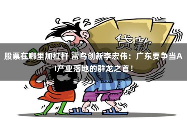 股票在哪里加杠杆 雷鸟创新李宏伟：广东要争当AI产业落地的群龙之首！