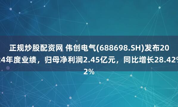 正规炒股配资网 伟创电气(688698.SH)发布2024年度业绩，归母净利润2.45亿元，同比增长28.42%